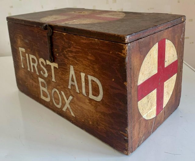 Preview of the first image of Old wooden First-Aid box..