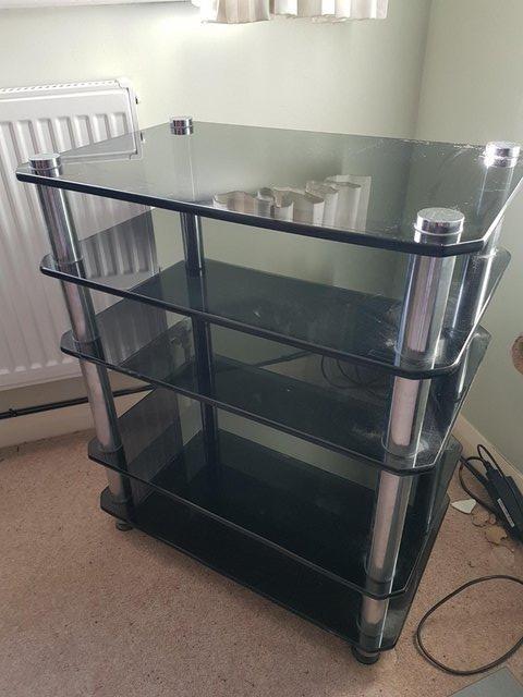 Preview of the first image of Glass Shelf unit for home cinema or hi fi set up.