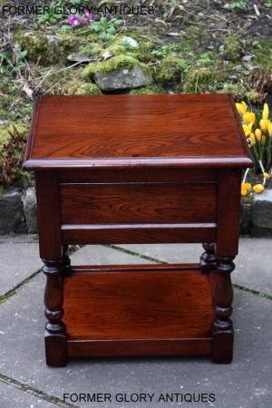 Image 58 of AN OLD CHARM TUDOR BROWN CARVED OAK BEDSIDE PHONE LAMP TABLE