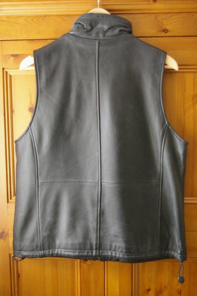 Preview of the first image of Ladies leather gillet black size medium.