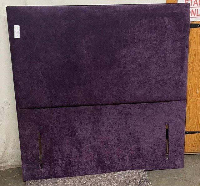 Preview of the first image of 4 FOOT PURPLE CHENILLE FLOOR STANDING HEADBOARD.