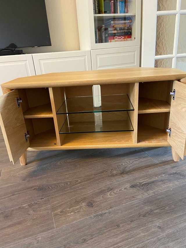 Preview of the first image of Solid Oak TV Stand with storage.