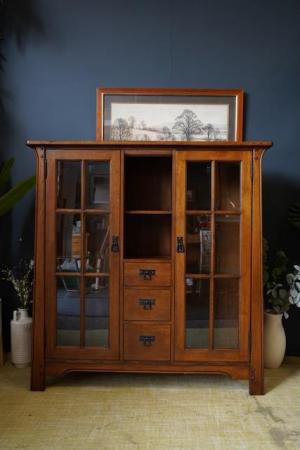 Image 13 of Old Charm Style Solid Oak Dresser Very Heavy Display Cabinet