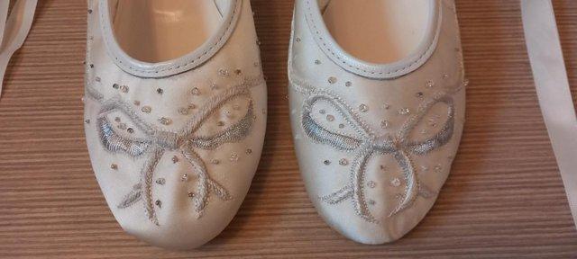 Image 2 of Bride / Bridesmaid / Prom Ballet Shoe with Ribbon Ankle Ties