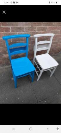 Image 2 of Beautiful collectable Church chairs with Bible back storage.