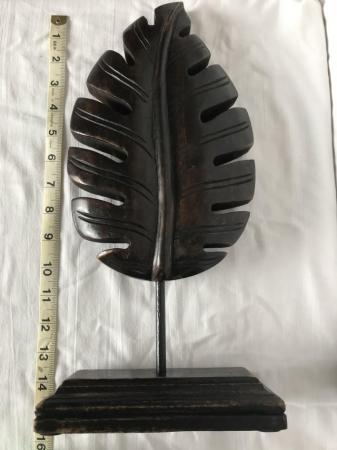 Image 2 of Large black vintage leaf on plinth