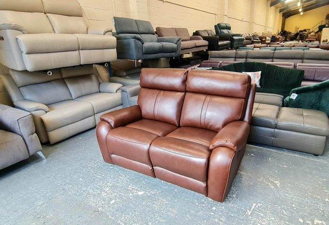 Image 7 of La-z-boy Winchester brown leather manual 2 seater sofa