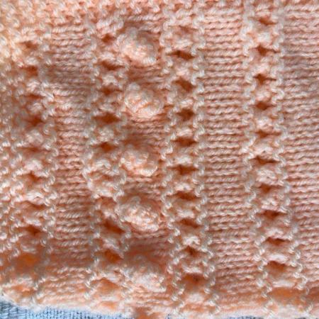 Image 3 of UNWORN vintage 1990's peach hand-knitted matinee jacket.