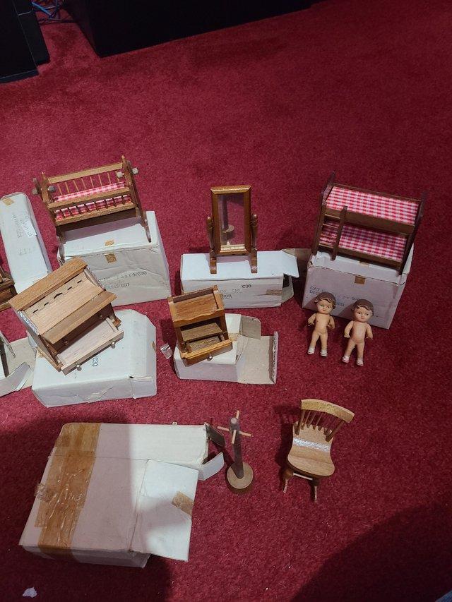Preview of the first image of Vintage wooden miniature furniture.
