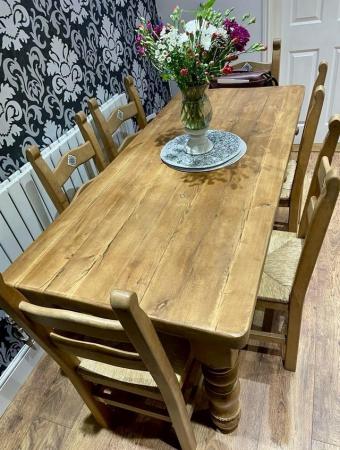 Image 2 of Farmhouse antique pin table and chairs