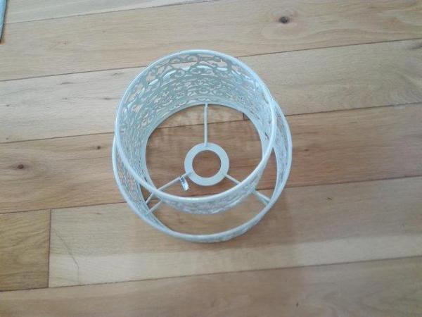 Image 1 of White pierced metal lampshade, 2 tiers