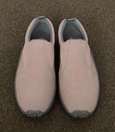 Image 2 of Ladies Pink Suede Slip On Shoes By Cotton Traders - Size 7W