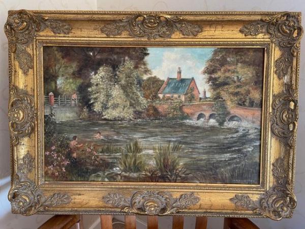 Image 1 of Original painting in ornate gold frame