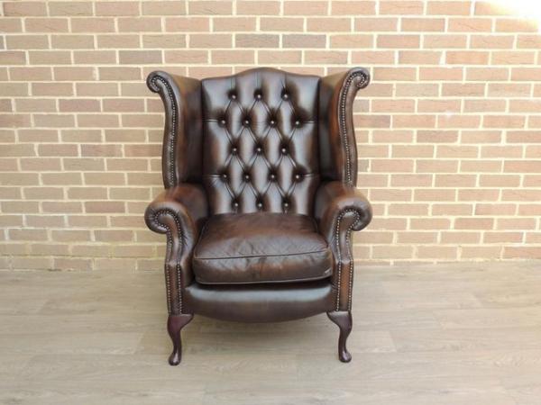 Image 3 of Chesterfield Luxury Brown Wingback Armchair (UK Delivery)