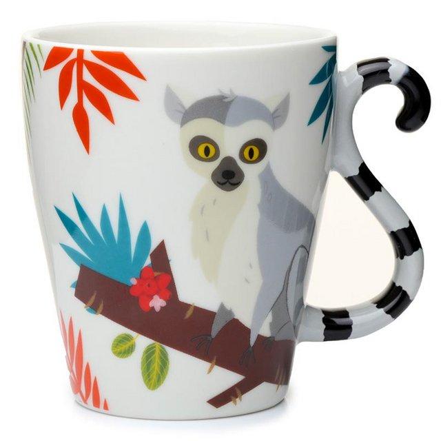 Preview of the first image of Lemur Spirit of the Night Ceramic Tail Shaped Handle Mug..