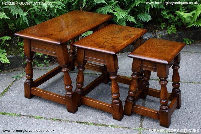 Image 21 of AN OLD CHARM LIGHT OAK NEST OF TABLES COFFEE TEA TABLE SET