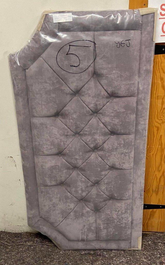 Preview of the first image of DOUBLE POSH PURPLE CHENILLE WITH BUTTONS HEADBOARD.