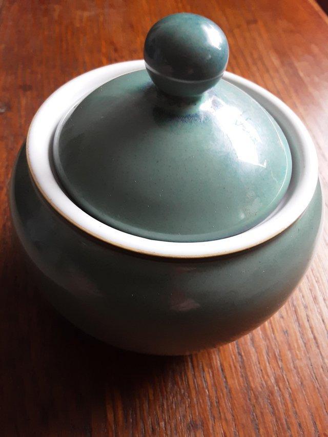 Preview of the first image of Green Denby Sugar Bowl with Lid.