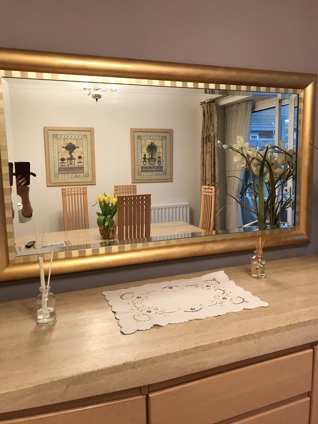 Preview of the first image of Large Wall Mirror with gold frame..