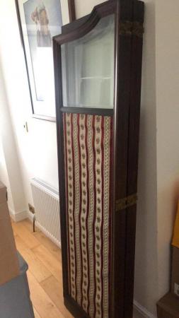 Image 1 of Antique Mahogany, Bevelled Glass Upholstered Folding Screen