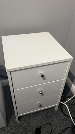 Image 1 of Bedside table 3 drawer good condition