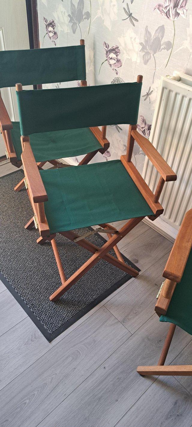 Preview of the first image of Set of three solid teak directors chairs. New and unused.