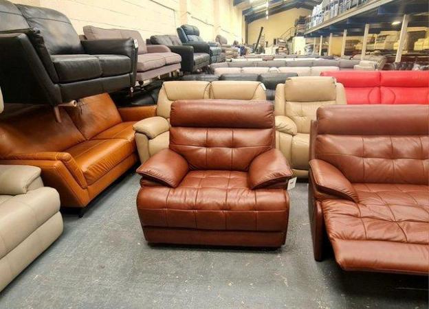 Image 7 of La-z-boy Knoxville brown leather 3 seater sofa and armchair