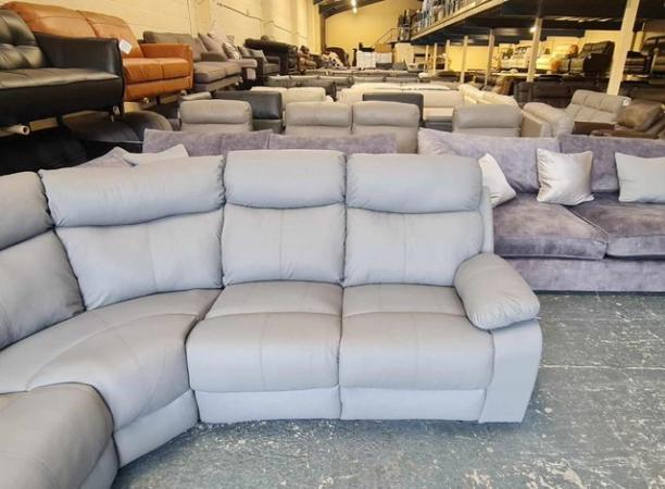 Image 11 of Ex-display grey bonded leather manual recliner corner sofa