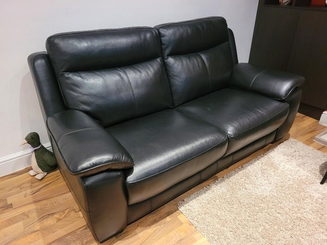 Preview of the first image of MINT CONDITION - 3 seat Real Leather Sofa (Furniture Village.