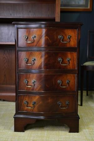 Image 1 of Georgian Style Mahogany Serpentine Drawers Bedside Cabinet