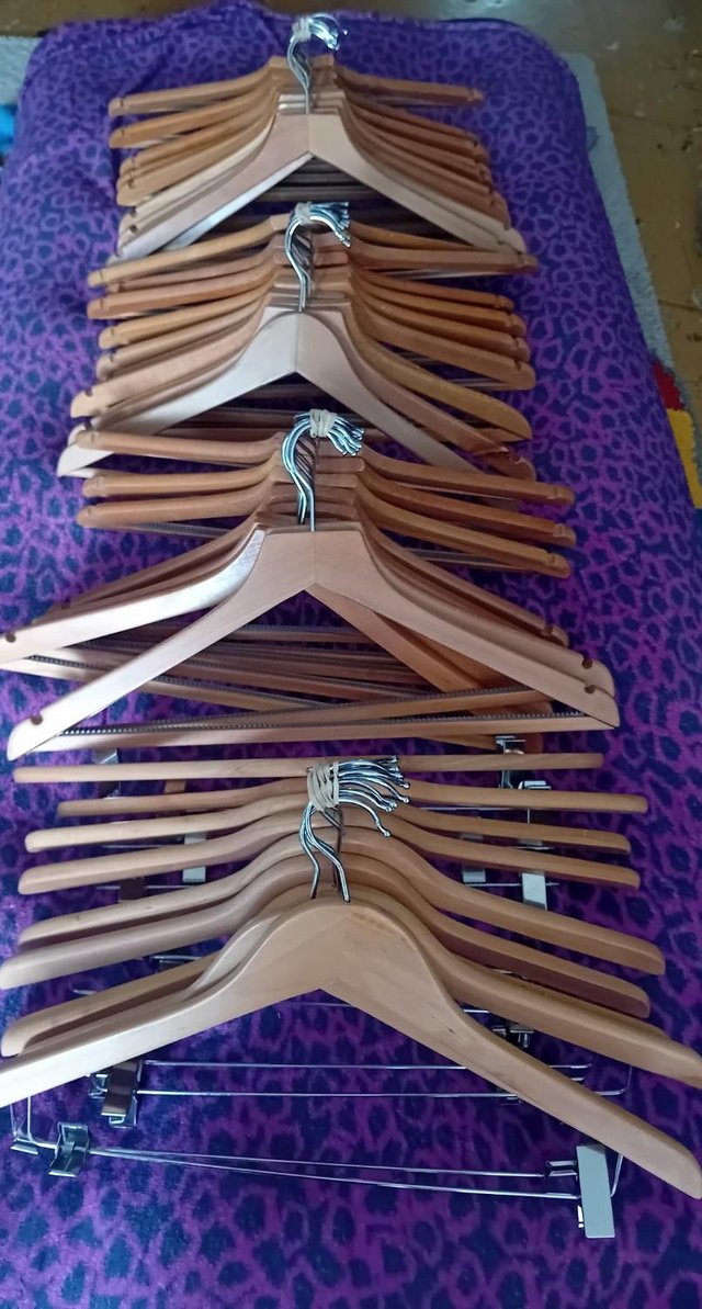 Preview of the first image of Adult Wooden Clothes Hangers Good Quality Mixture.