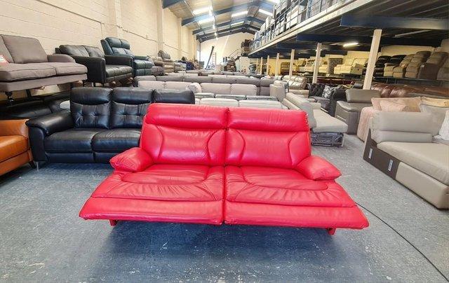 Image 7 of La-z-boy Raleigh red leather electric 3 seater sofa