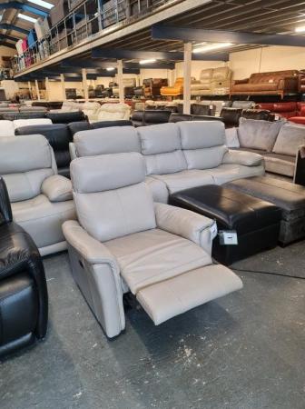 Image 3 of Ex-display Piccolo grey leather electric recliner armchair