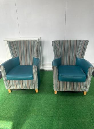 Image 2 of Set of two blue armchairs
