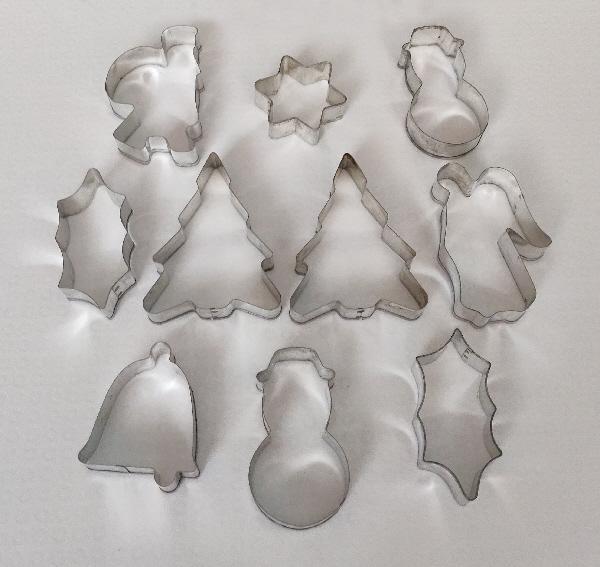 Preview of the first image of 10 metal Christmas Themed Cookie Cutters.