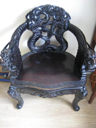 Image 1 of ANTIQUE Chinese Emperor Dragons Throne Chair c1875