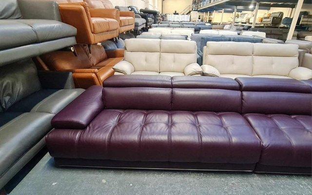 Image 6 of Italia Living Vivaldi burgundy leather large chaise sofa