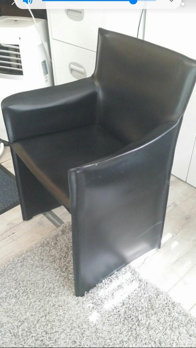 Preview of the first image of black leather chair modern sofa retro designer office.