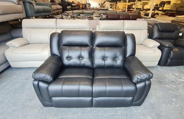 Preview of the first image of La-z-boy Phoenix black leather 2 seater sofa.