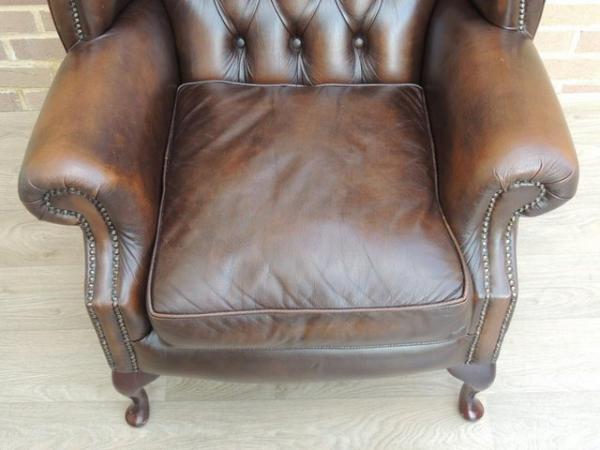 Image 9 of Chesterfield Luxury Brown Wingback Armchair (UK Delivery)
