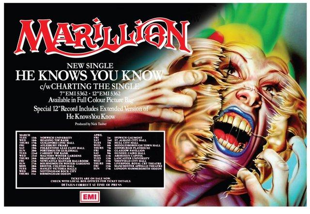 Preview of the first image of MARILLION - HE KNOWS YOU KNOW1983 POSTER.