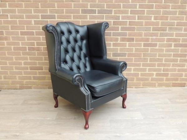 Image 5 of Chesterfield Black Queen Anne Armchair (UK Delivery)