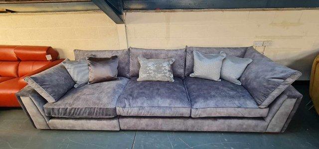 Image 2 of Emperor in Lucerne Silver mix fabric large 4 seater sofa