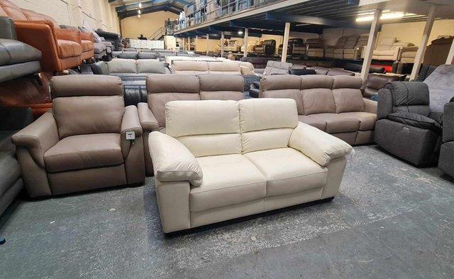 Image 3 of Ex-display Turin light cream leather 2 seater sofa