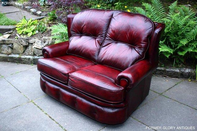 Image 95 of SAXON OXBLOOD RED LEATHER CHESTERFIELD SETTEE SOFA ARMCHAIR