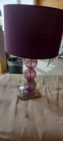 Image 1 of Marks & Spencer purple glass ball lamp n shade