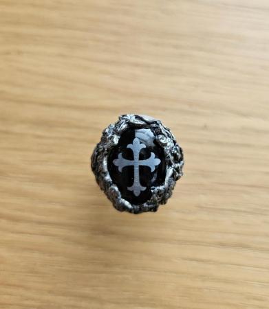 Image 2 of Gothic Style Black & Grey Pewter Cross Ring