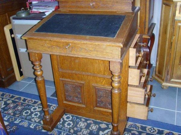 Image 3 of Antique solid Oak Victorian Davenport desk