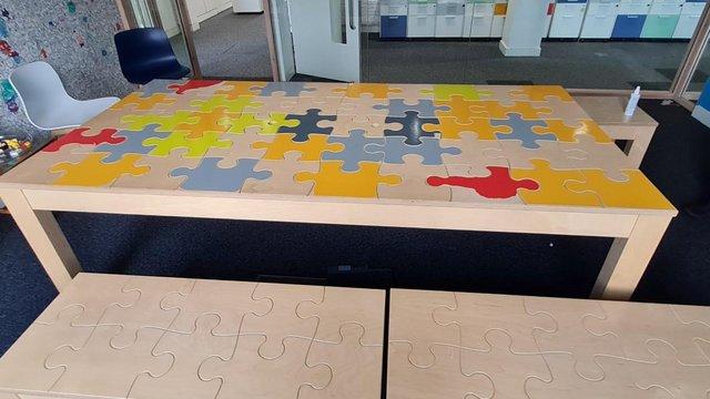 Image 2 of Large Multi-coloured Jigsaw embossed/patterned meeting table
