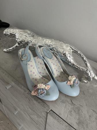 Image 1 of How Brown powder blue sling back shoes size 6